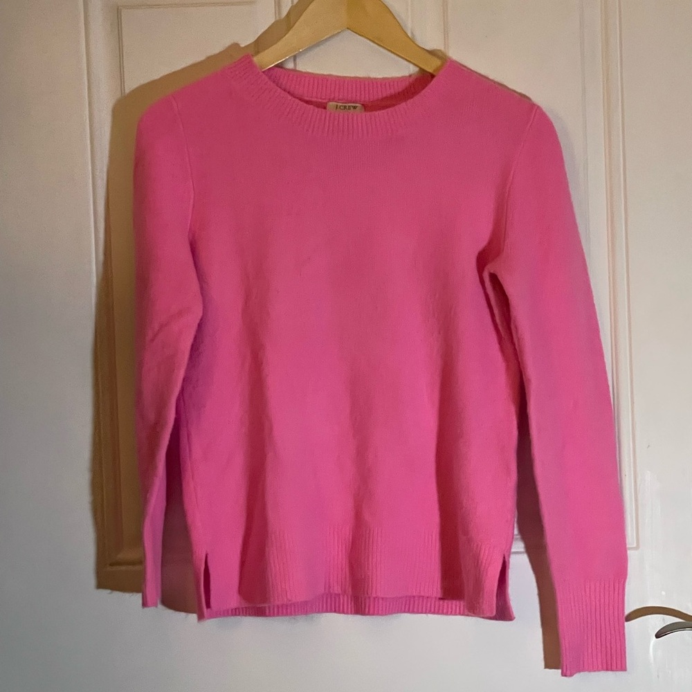 J. Crew Factory Extra-Soft Hot Pink Crewneck Sweater, Size XS